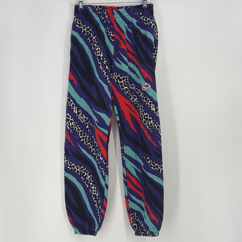 Nike Sportswear Airloom Trend Sweatpants Joggers Purple Multi Animal Print Small